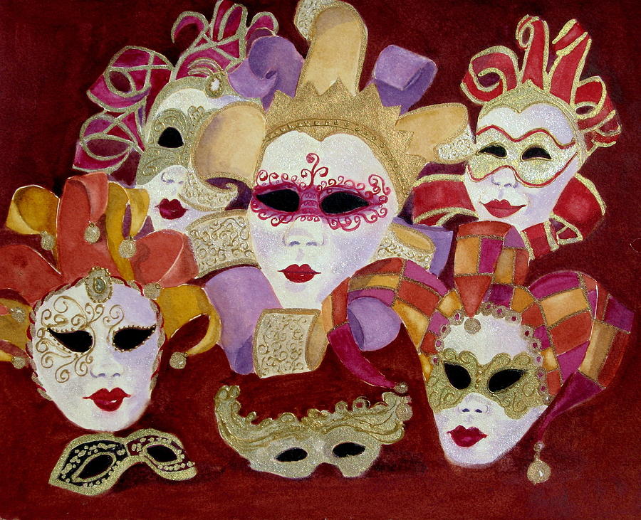 Carnival Masks Painting by Suzanne Krueger