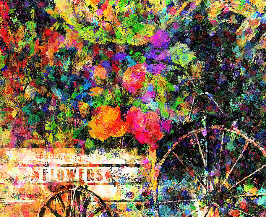 Bike Mixed Media - Carnival Of Flowers Abstract Realism by Georgiana Romanovna