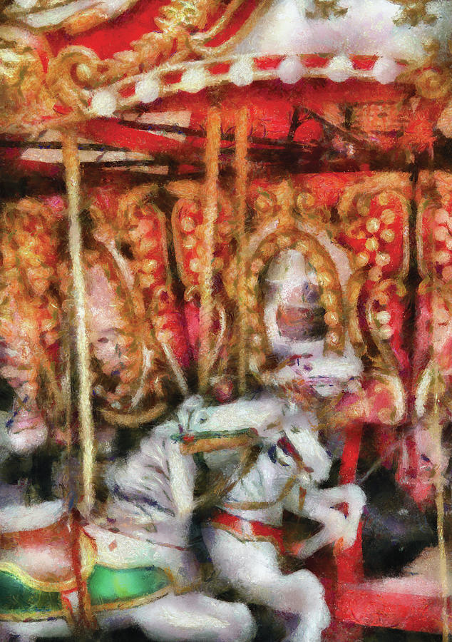 Carnival - The Carousel - Painted Photograph by Mike Savad