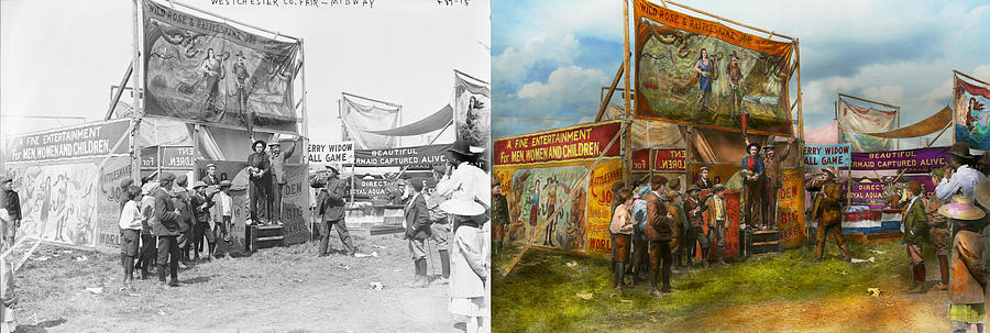 Burmese Python Photograph - Carnival - Wild Rose and Rattlesnake Joe 1920 - Side by Side by Mike Savad