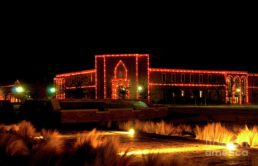 Texas Tech University Photograph - Carol of Lights at Science Building by Mae Wertz