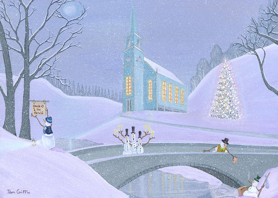 Christmas Painting - Carolers On A Bridge by Thomas Griffin