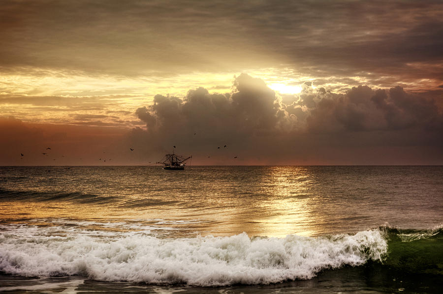 Carolina Beach Shrimp Boat At Sunrise Photograph by Greg and Chrystal Mimbs