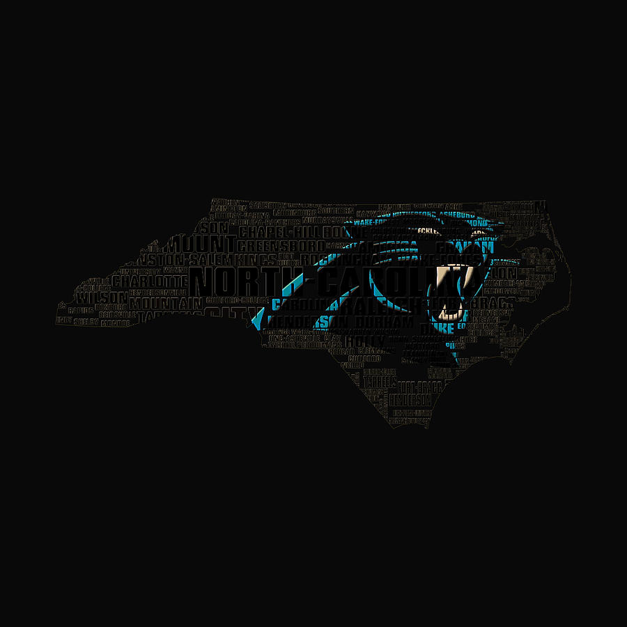 Carolina Panthers Typographic Map Digital Art by Brian Reaves