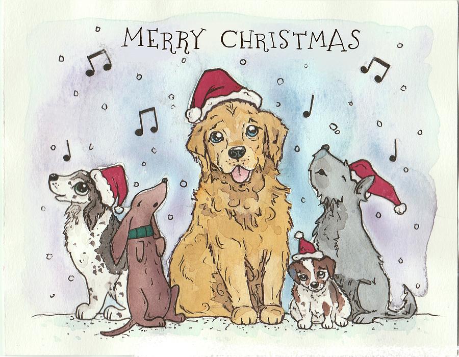 Caroling Dogs Painting by Katrina Davis - Fine Art America