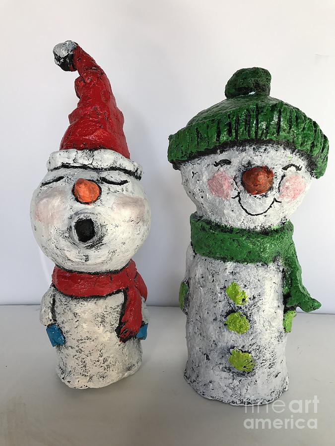 Caroling Snowmen Sculpture by Vickie Scarlett-Fisher