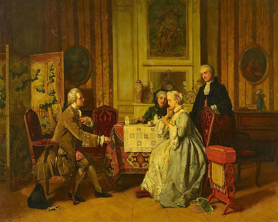 Carolus, Jean Belgium, 2nd Half Of The 19th Century, The Proposal Painting