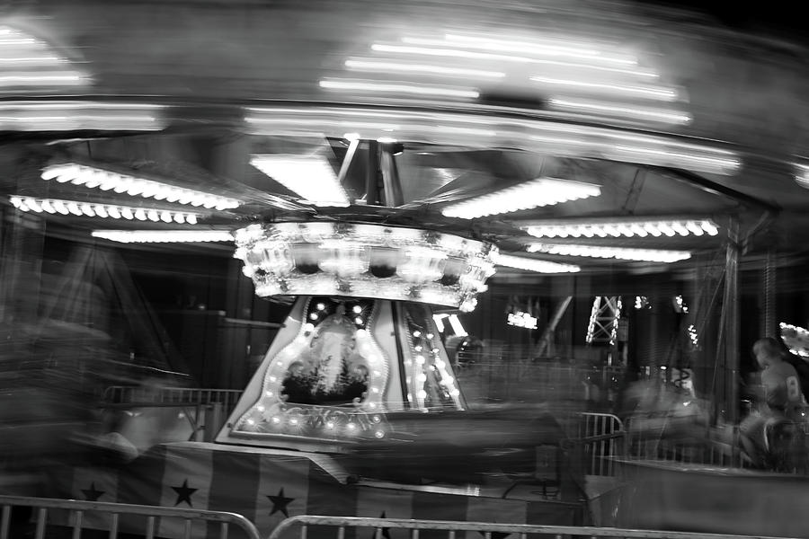 Carousel Abstract 3 2017 BW Photograph by Mary Bedy