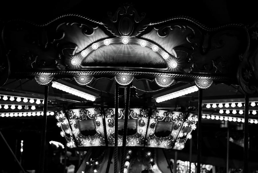 Carousel Abstracted 2017 BW Photograph by Mary Bedy