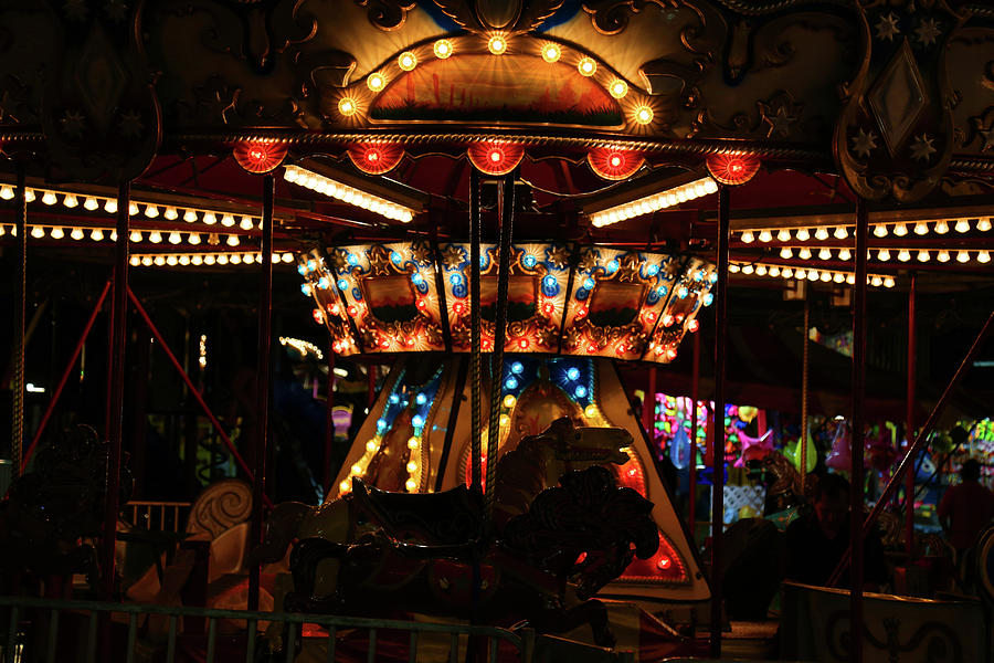 Carousel at Night 2017 Photograph by Mary Bedy