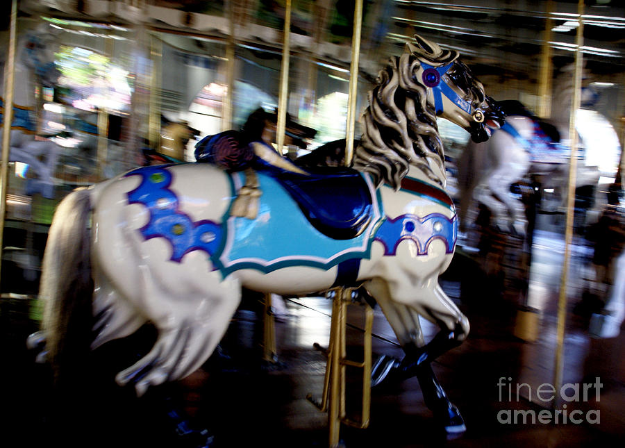 Carousel Blue Photograph by Linda Shafer