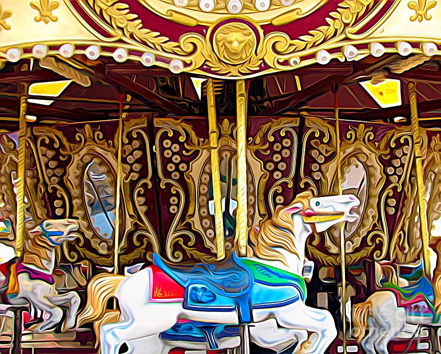 Carousel Erie County Fair 2017 Expressionist Effect Mixed Media by Rose ...