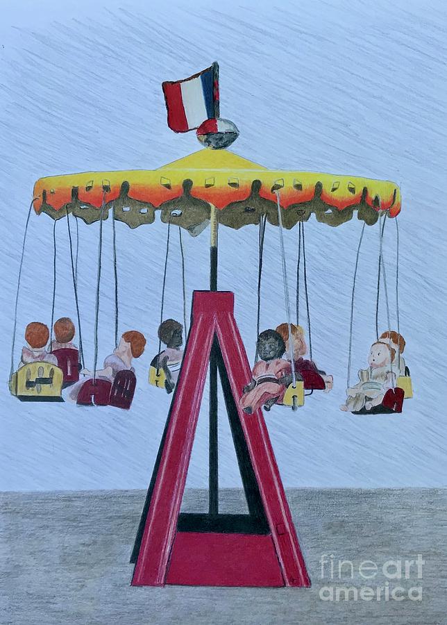 Flying Carousel Drawing by Glenda Zuckerman