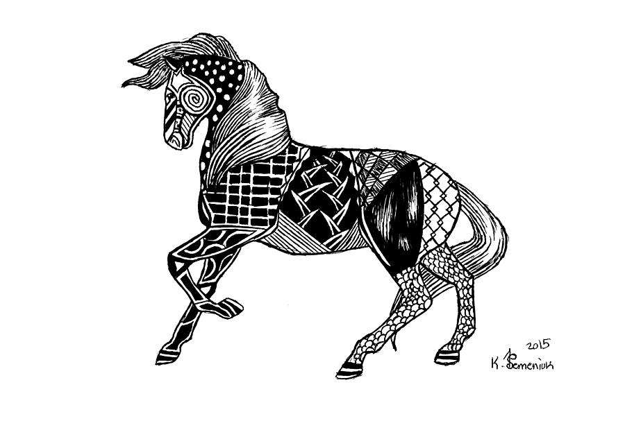Horse Drawing - Carousel Horse by Kayleigh Semeniuk