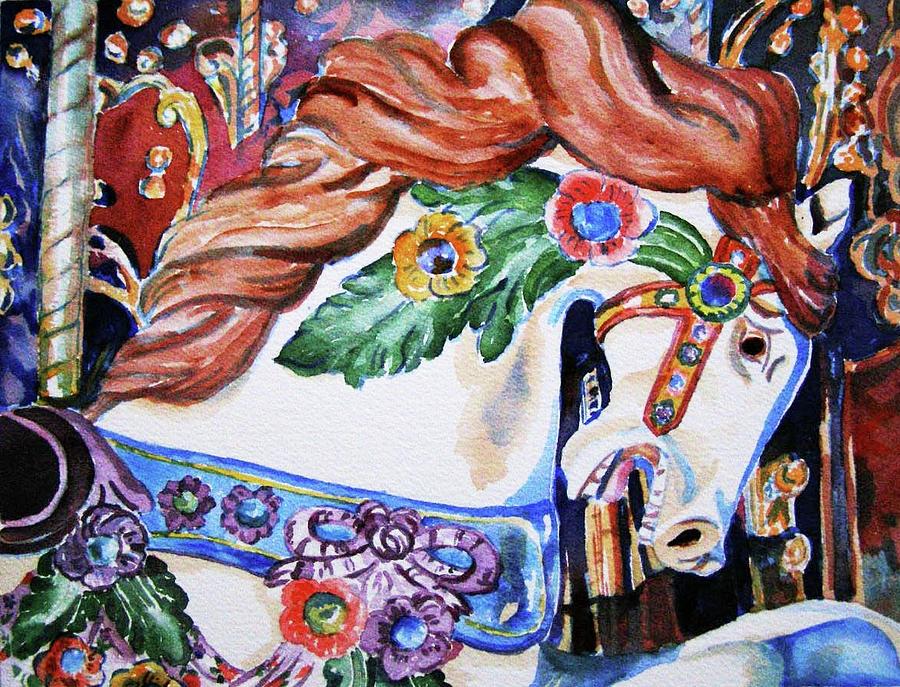 Carousel Horse Painting by Mary Haley-Rocks