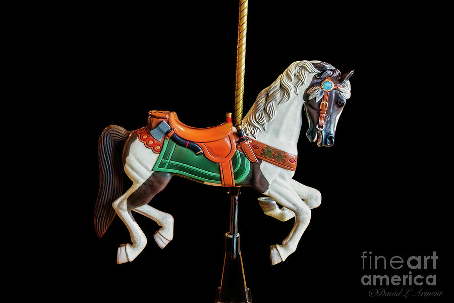 Carousel Horse on Black Photograph by David Arment