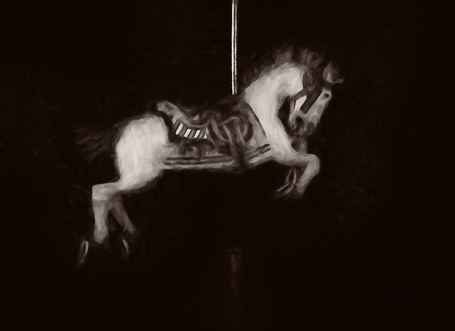 Carousel Horse Sepia Digital Art by Ernest Echols