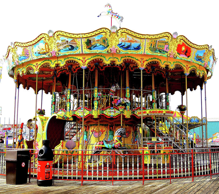 Carousel on the Wildwood, New Jersey Boardwalk Photograph by Linda Stern