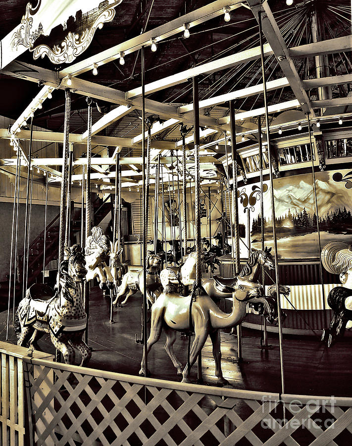Carousel Sepia  Photograph by Raymond Earley