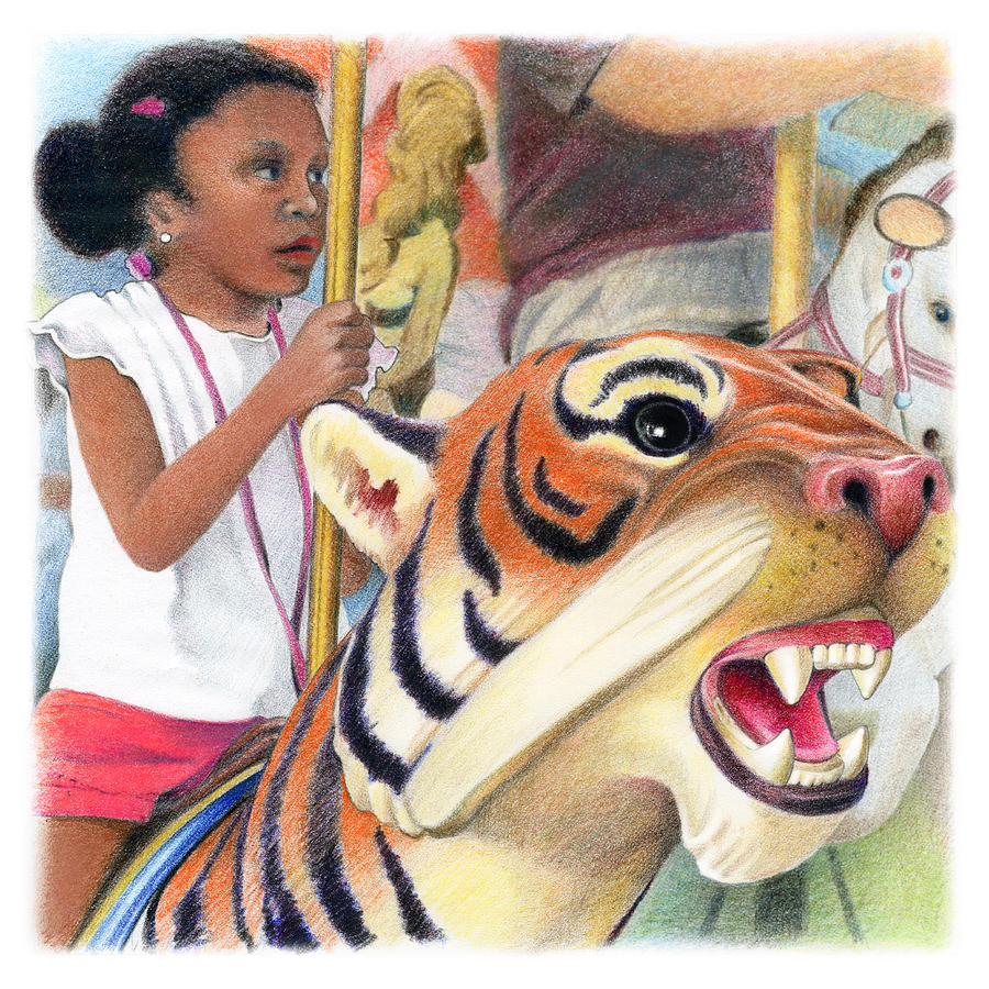 Tiger Drawing - Carousel Two by Todd Baxter