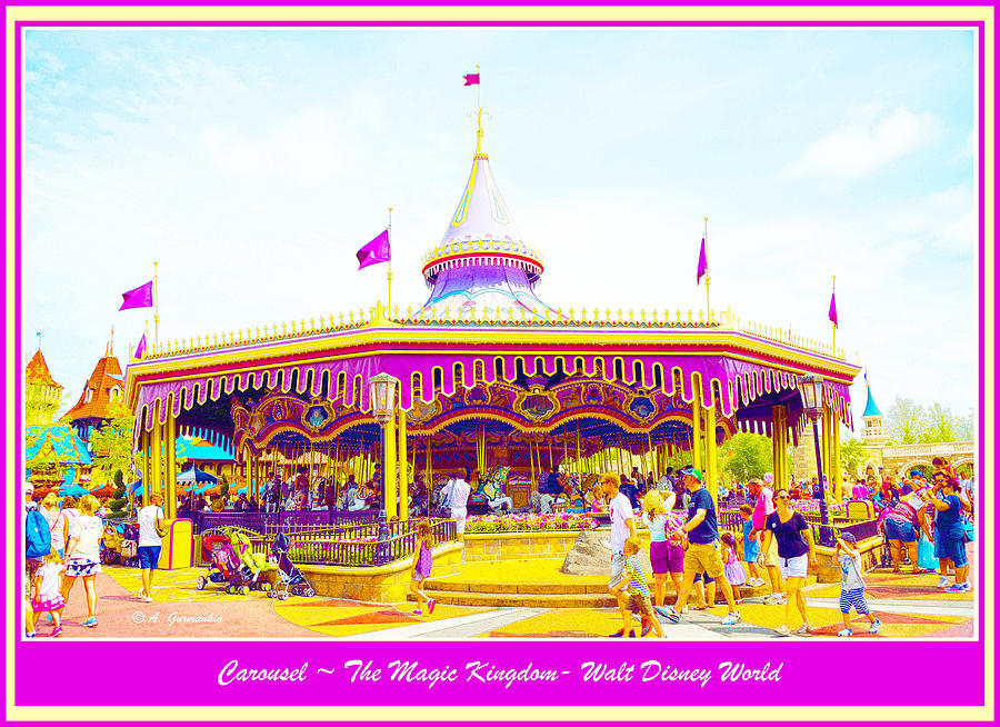 Carousel Walt Disney World  Digital Art by A Macarthur Gurmankin