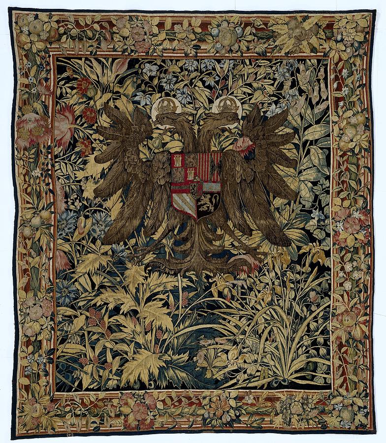 Textile tapestry Carpet with the arms of Emperor Charles V Willem de Pannemaker ca 1540  ca 1555 Tapestry - Textile by Vintage Collectables