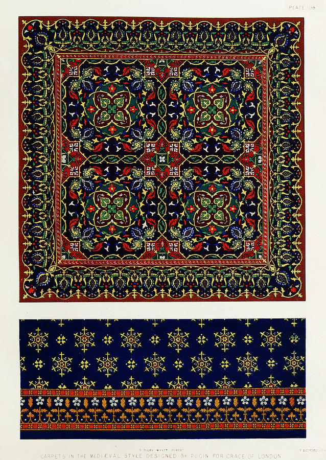 Carpets in the medieval style from the Industrial arts of the Nineteenth Century Painting by Vincent Monozlay