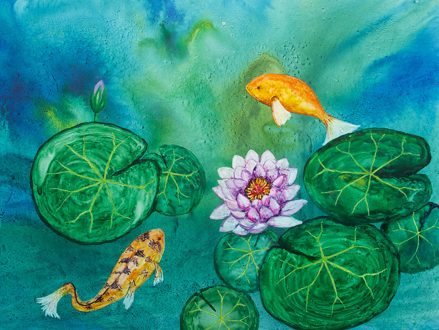 Carps and Lilies Painting by Patricia Beebe