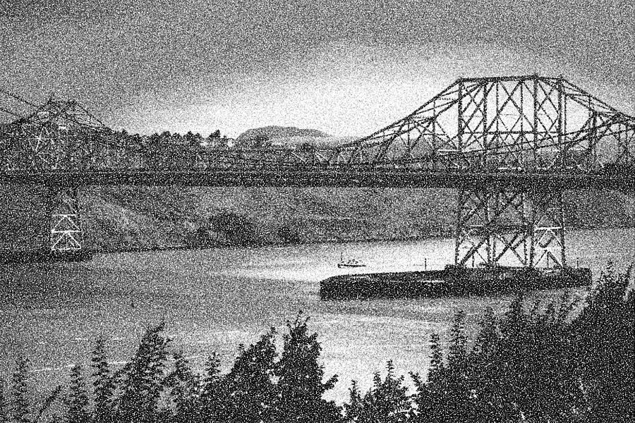 Carquinez Bridge Pointilized B and W Photograph by Joyce Dickens