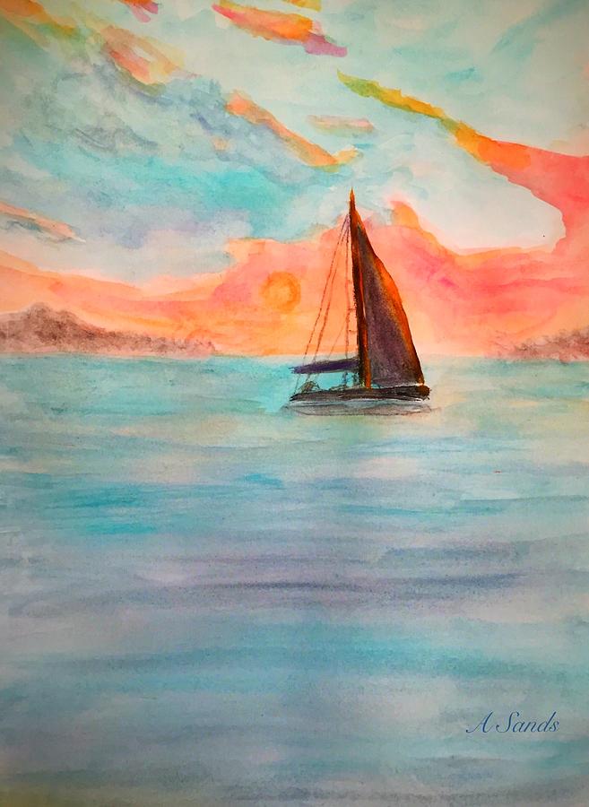 Caribbean  Sails Painting by Anne Sands