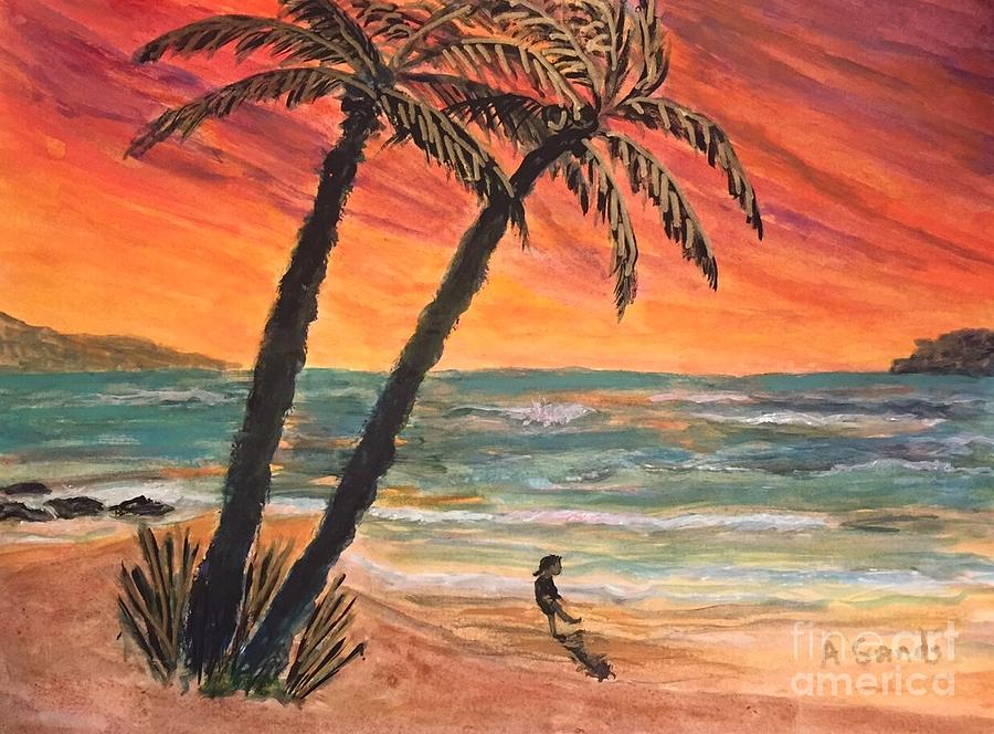 Carribean sunset Painting by Anne Sands