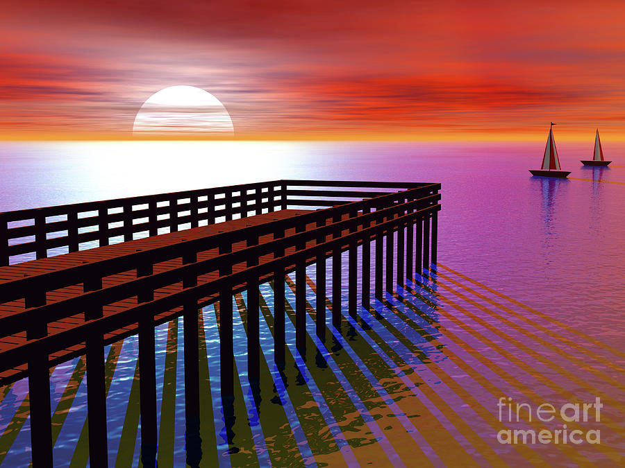 Carribean Sunset Pier Digital Art by Nicholas Burningham