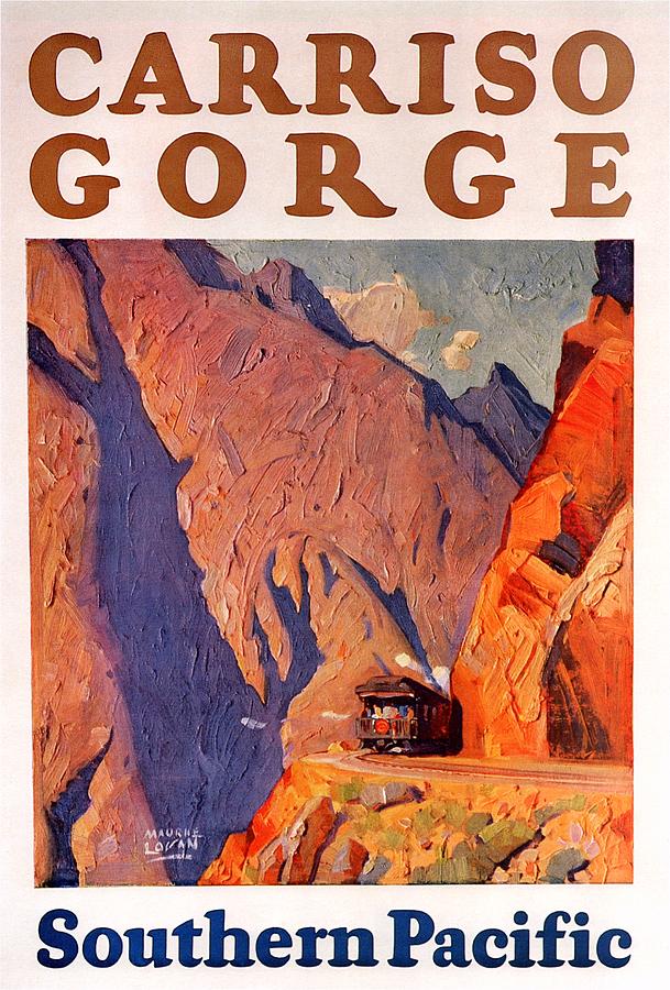 Mountain Mixed Media - Carriso Gorge - Southern Pacific - Retro travel Poster - Vintage Poster by Studio Grafiikka