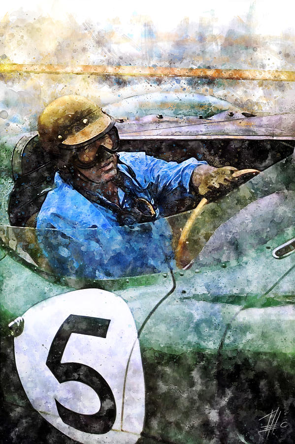 Carroll Shelby Close Le Mans 1959 Painting By Theodor Decker