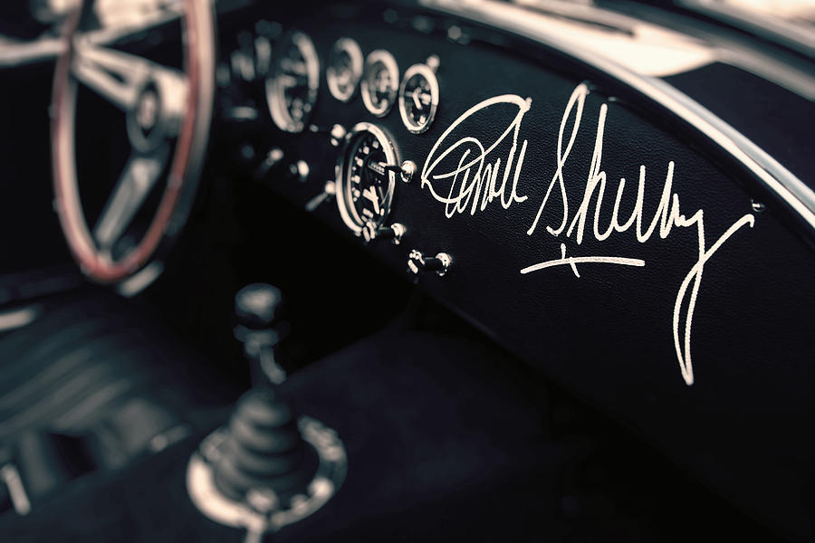 Carroll Shelby Signed Dashboard Photograph by Paul Bartell