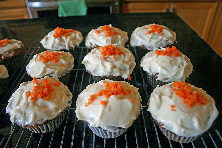 Cheese Photograph - Carrot Cake Cupcakes by Kay Novy