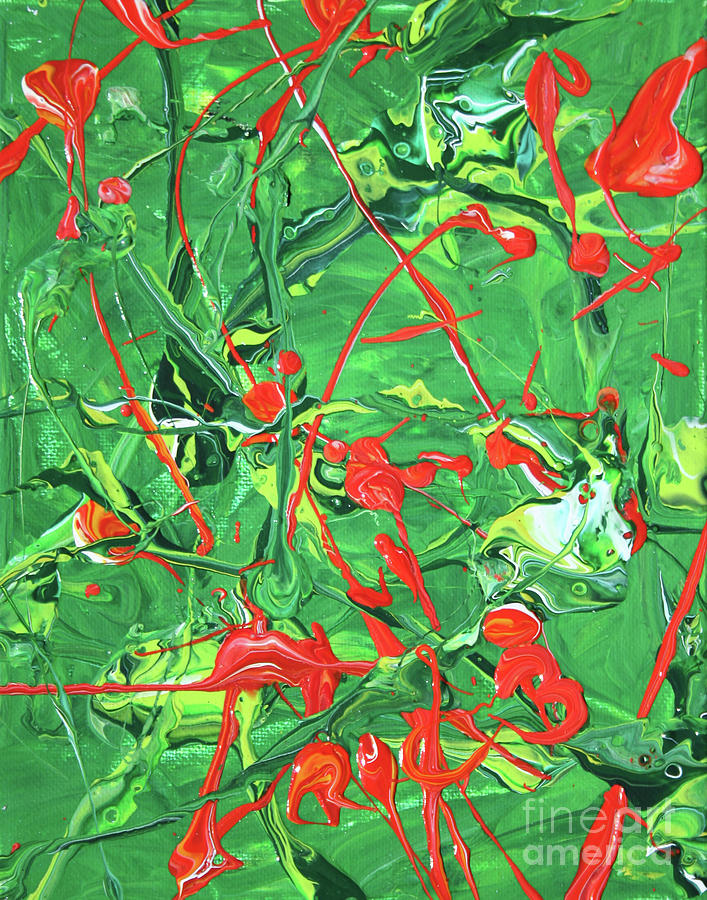 Carrot Mango Vinaigrette on Spinach and Peppermint Salad Painting by Ric Bascobert