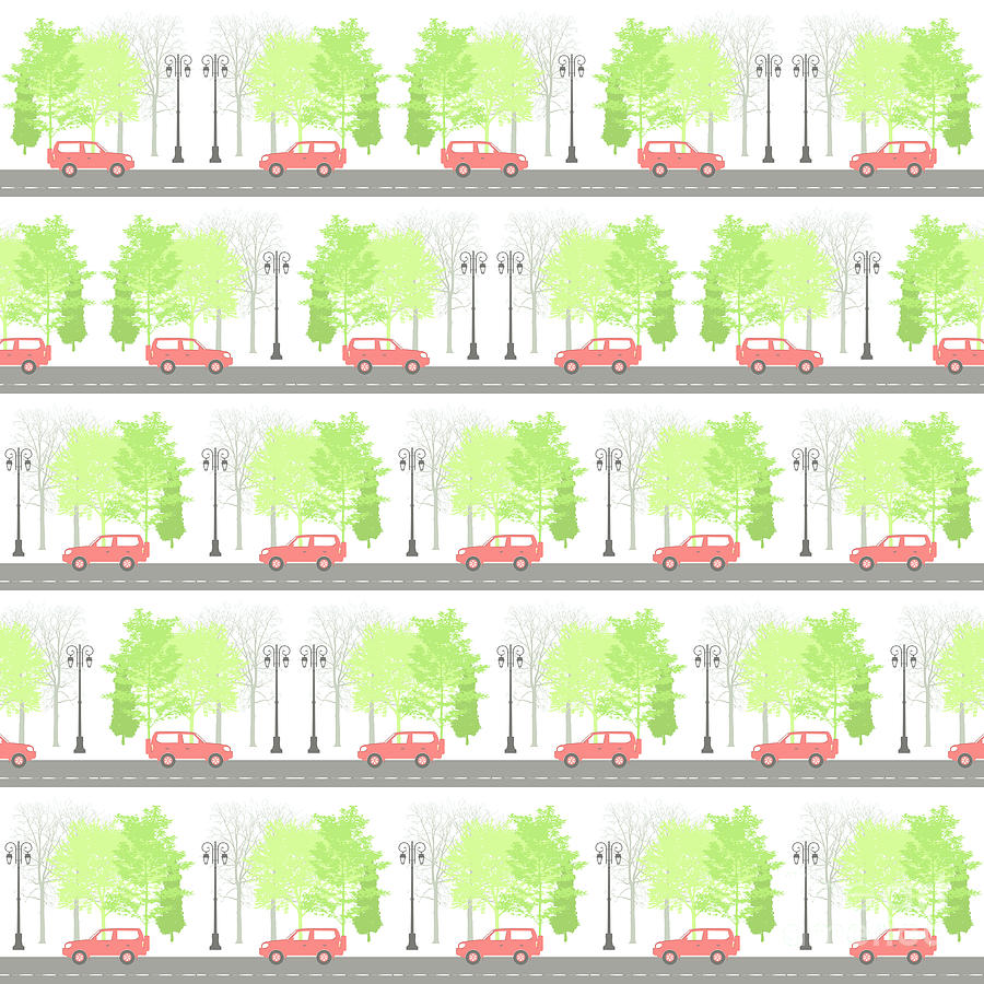 Cars and trees Digital Art by Gaspar Avila