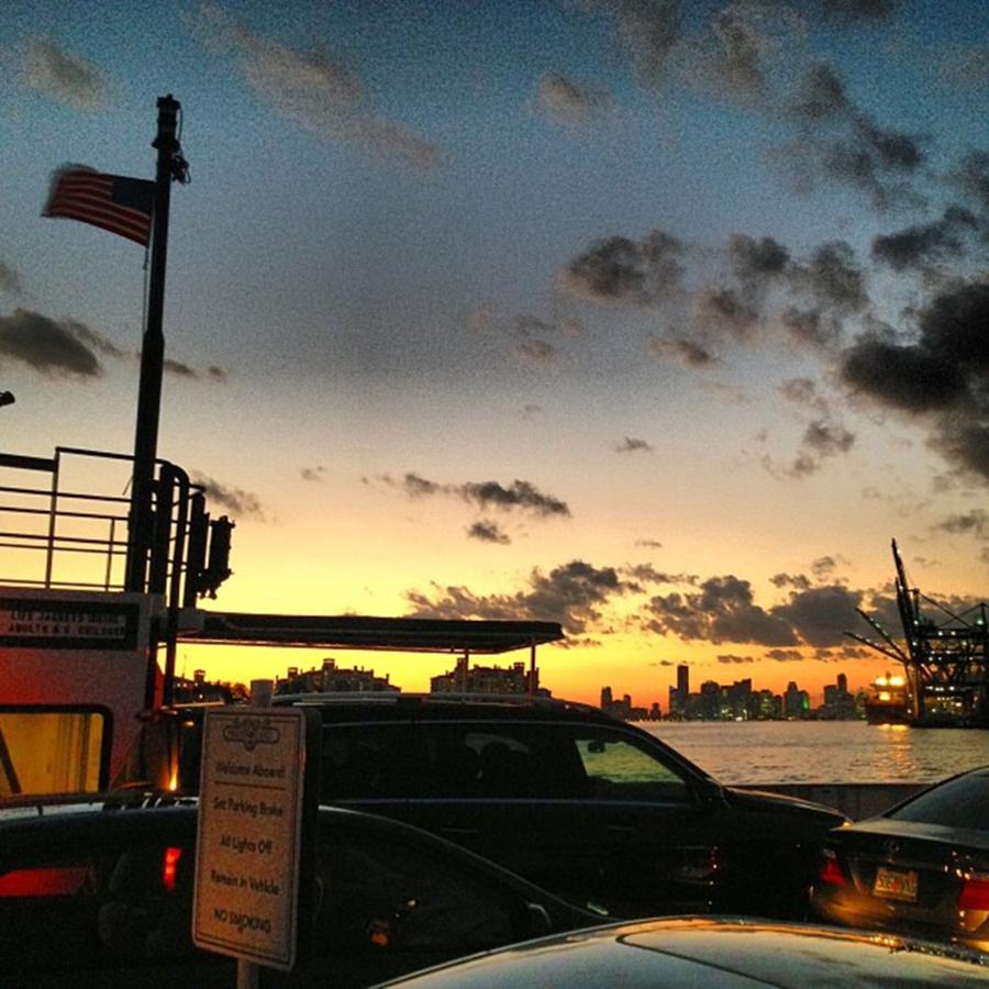 Cars In Fisher Island Ferry Boat At Photograph by Juan Silva