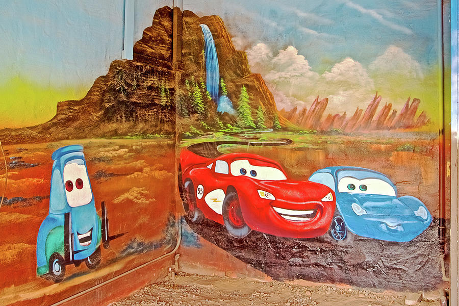 Cars Painted on Garage Walls along Historic Route 66 in Tucumcari, New Mexico Photograph by Ruth Hager