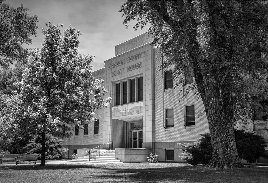 Carson County Courthouse BW Photograph by Joan Carroll