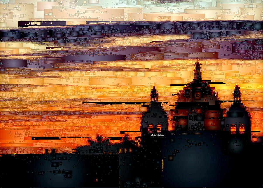 Cartagena Colombia Night Skyline Digital Art by Rafael Salazar