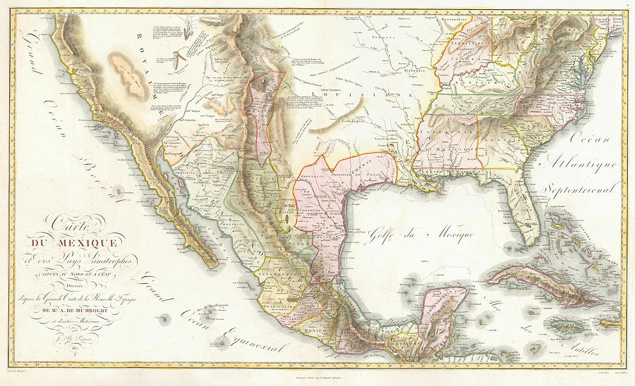 Carte du Mexique 1811 Digital Art by Texas Map Store
