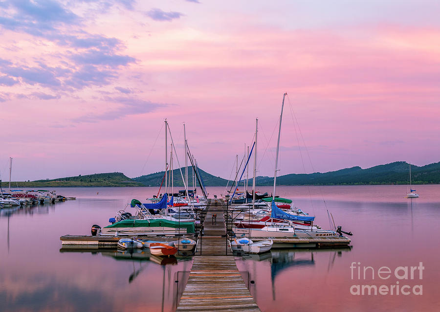 Carter Lake Marina at Sunrise Photograph by Ronda Kimbrow