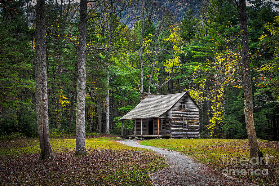Carter Shields Cabin in Cades Cove TN Great Smoky Mountains Landscape Photograph by T Lowry Wilson