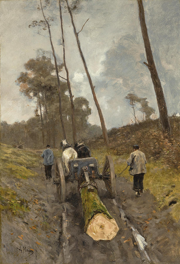 Carting the Log Painting by Anton Mauve