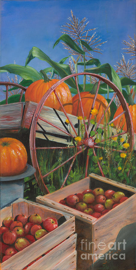 Cartloads of Pumpkins Painting by Jeanette French