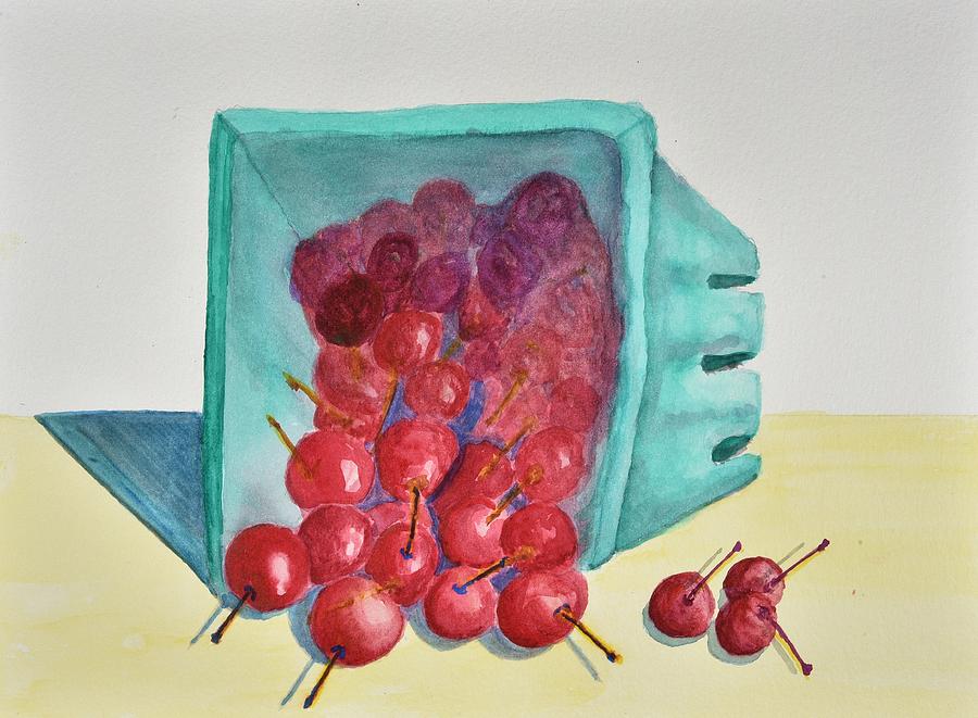 Carton of Cherries Painting by Linda Brody