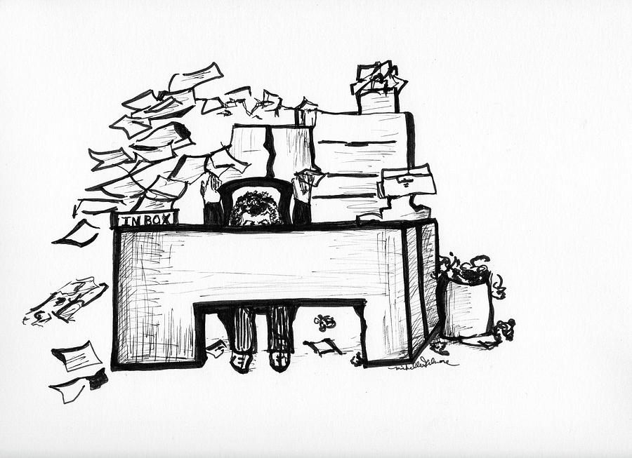 Cartoon Desk Drawing by Michelle Gilmore