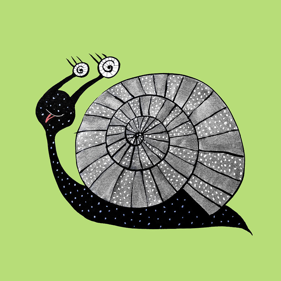 Cartoon Snail With Spiral Eyes Mixed Media by Boriana Giormova